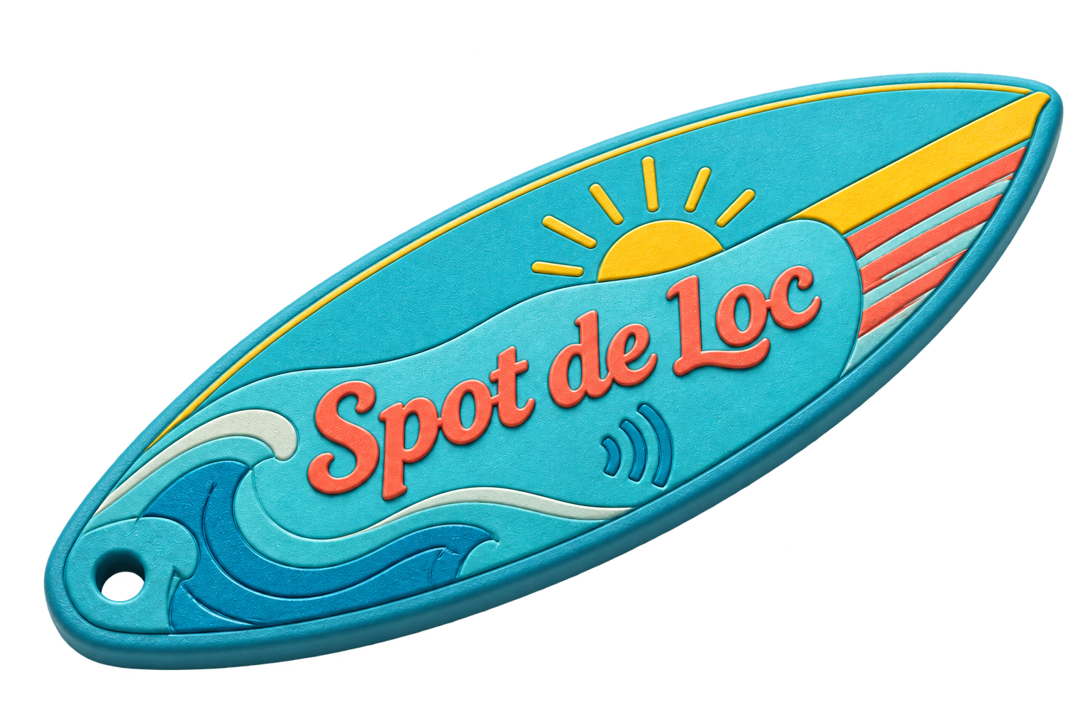 Badge NFC porte-clés Spot de Loc en forme de planche de surf
